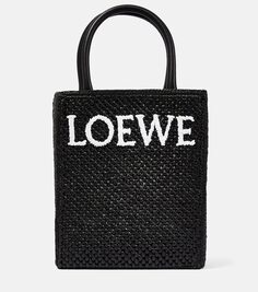 Сумка-тоут из рафии с кожаной отделкой Loewe, черный