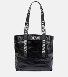 Складная кожаная сумка-шоппер Loewe, черный