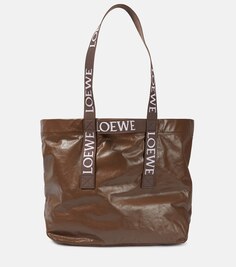 Складная кожаная сумка-шоппер Loewe, коричневый
