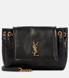 Миниатюрная кожаная сумка через плечо nolita Saint Laurent, черный