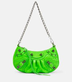 Миниатюрная кожаная сумка через плечо le cagole Balenciaga, зеленый