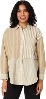 Рубашка на пуговицах Modular Oversized в разноцветную полоску Madewell, цвет Dark Khaki