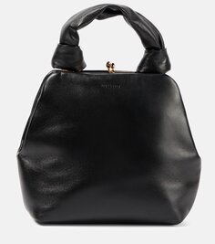 Маленькая квадратная кожаная сумка-тоут goji Jil Sander, черный