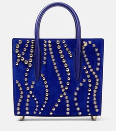 Миниатюрная сумка-тоут paloma из велюра и кожи Christian Louboutin, синий