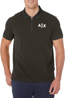 Рубашка-поло AX Logo Zipper Polo Armani Exchange, черный