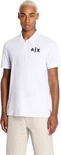 Рубашка-поло AX Logo Zipper Polo Armani Exchange, белый