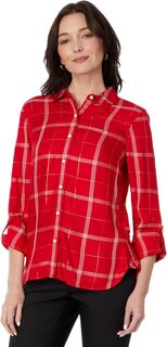 Рубашка Windowpane Roll Tab Tommy Hilfiger, цвет Scarlet Multi