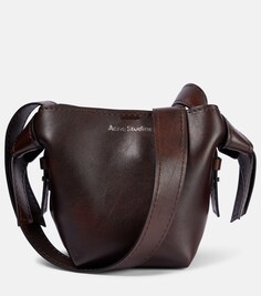 Миниатюрная кожаная сумка через плечо musubi Acne Studios, коричневый