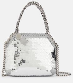 Миниатюрная сумка через плечо falabella с пайетками Stella Mccartney, серебро