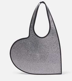 Миниатюрная кожаная сумка через плечо heart с пайетками Coperni, черный
