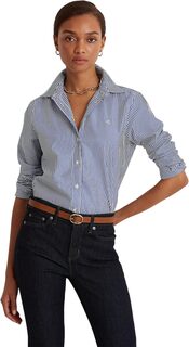 Рубашка с длинным рукавом на пуговицах спереди LAUREN Ralph Lauren, цвет Blue/White