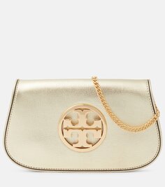 Сумка через плечо reva из металлизированной кожи Tory Burch, золото