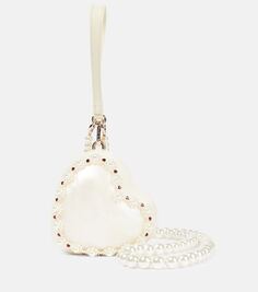 Клатч в форме сердца, украшенный искусственным жемчугом Simone Rocha, белый