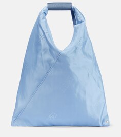 Маленькая японская сумка-тоут с кожаной отделкой Mm6 Maison Margiela, синий