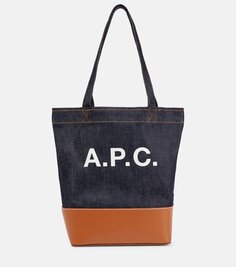 Сумка-тоут axelle с кожаной отделкой и логотипом A.P.C., синий