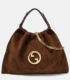 Большая замшевая большая сумка-тоут gucci blondie Gucci, коричневый