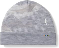 Двусторонняя шапка с манжетами из термомериноса Smartwool, цвет Light Gray Mountain Scape