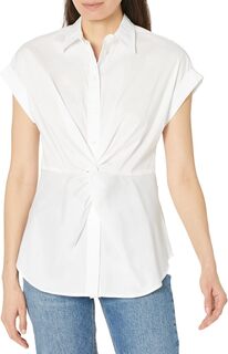 Хлопковая рубашка с короткими рукавами и закручивающейся передней частью LAUREN Ralph Lauren, белый