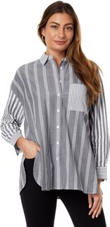 Рубашка оверсайз из поплина The Signature в полоску Madewell, цвет Bayside Stripe Black Coal