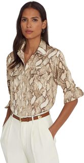 Рубашка из шармеза со змеиным принтом LAUREN Ralph Lauren, цвет Cream Multi