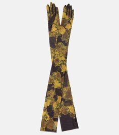 Перчатки из цветочной сетки Dries Van Noten, коричневый