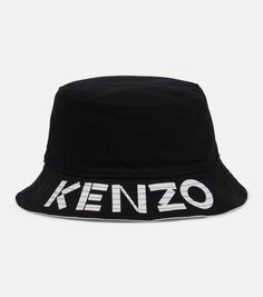 Двусторонняя шляпа от солнца из хлопка с логотипом Kenzo, черный