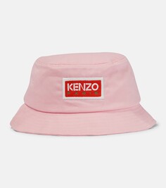Хлопковая шляпа от солнца с вышитым логотипом Kenzo, розовый