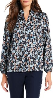 Рубашка Herringbone Blues Top NIC+ZOE, цвет Blue Multi