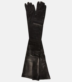 Длинные кожаные перчатки Maison Margiela, черный