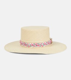 Украшенная шляпа от солнца из рафии Agua By Agua Bendita, бежевый