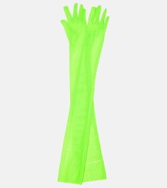 Длинные полупрозрачные перчатки. Norma Kamali, зеленый