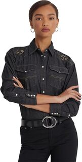 Джинсовая рубашка с заклепками LAUREN Ralph Lauren, цвет Nightfall Wash
