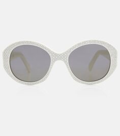 Солнцезащитные очки круглой формы с яркими 3 точками Celine Eyewear, белый