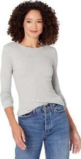 Футболка с длинными рукавами и круглым вырезом в рубчик Madewell, цвет Heather Grey