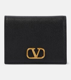 Кожаный кошелек с логотипом Valentino Garavani, черный