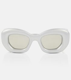 Завышенные прямоугольные солнцезащитные очки Loewe, серебро