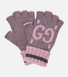 Кашемировые перчатки без пальцев gg Gucci, мультиколор