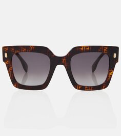 Солнцезащитные очки fendi roma в квадратной оправе Fendi, коричневый