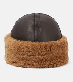 Кожаная шляпа с отделкой из овчины Toteme, коричневый