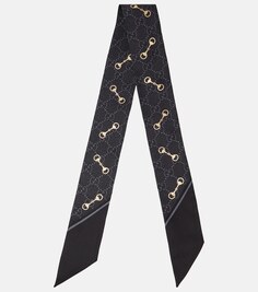 Шелковый шарф с принтом Gucci, мультиколор