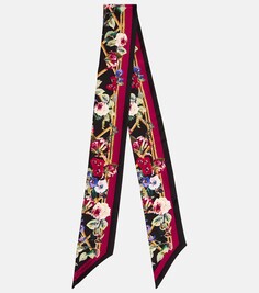 Шелковый шарф с цветочным принтом Dolce&amp;Gabbana, мультиколор