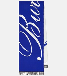 Шарф из шерсти и шелка с логотипом Burberry, синий