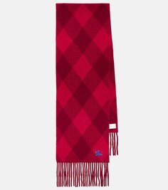 Шерстяной шарф с узором аргайл Burberry, красный