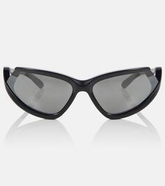 Овальные солнцезащитные очки с боковым расширением Balenciaga, черный
