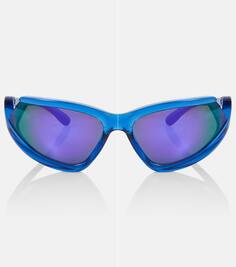 Овальные солнцезащитные очки с боковым расширением Balenciaga, синий