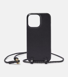 Кожаный чехол для iphone 14 pro max Bottega Veneta, черный