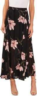 Плиссированная юбка-миди с цветочным принтом CeCe, цвет Rich Black