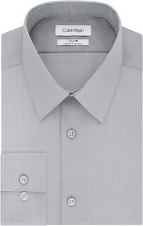 Мужские классические рубашки приталенного кроя без железа, однотонные Calvin Klein, цвет Cement