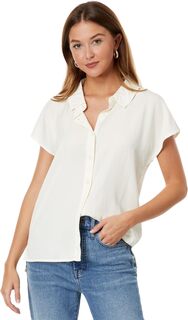 Блузка Hi-Lo на пуговицах с короткими рукавами из тенселя с эффектом потертости Mod-o-doc, цвет Comfy Cream