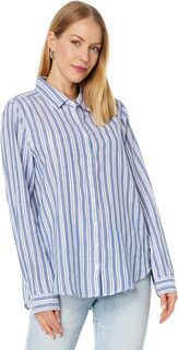 Рубашка Taylor Stripe с длинным рукавом из хрустящей хлопковой пряжи, окрашенная в тонкую серебряную полоску Dylan by True Grit, синий